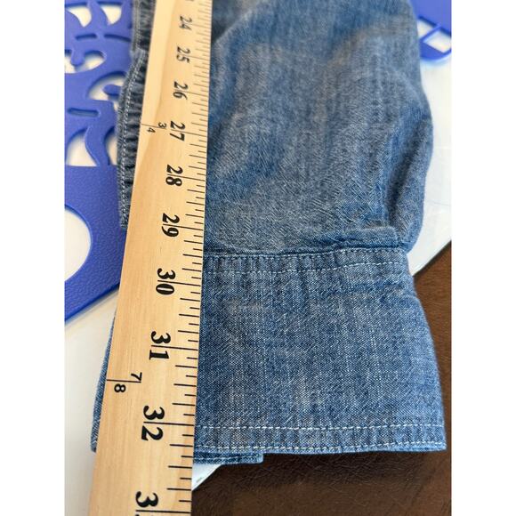 PD&C Denim Snap Button Western Shirt Men’s Medium Chambray Vintage Look - Picture 8 of 9